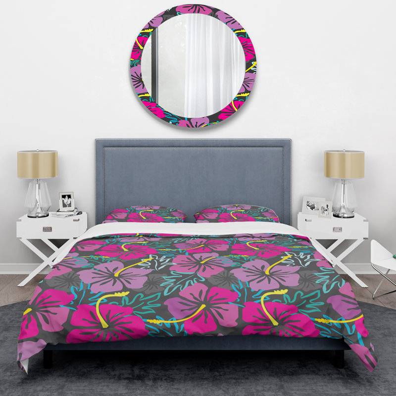 Ensemble de housse de couette en microfibre rose, Housse de couette simple + 1 taie décorative stan