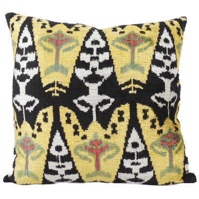 Housse et insert de coussin carré jaune maïs Ikat