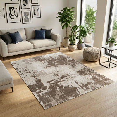 Tapis moderne abstrait beige / brun Blair