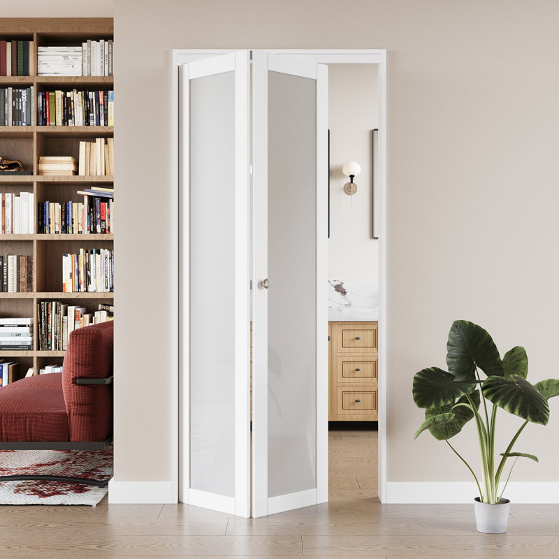 Porte pliante en verre 24 po x 80 po facile à installer pour une intimité et une lumière naturelle, peu encombrante