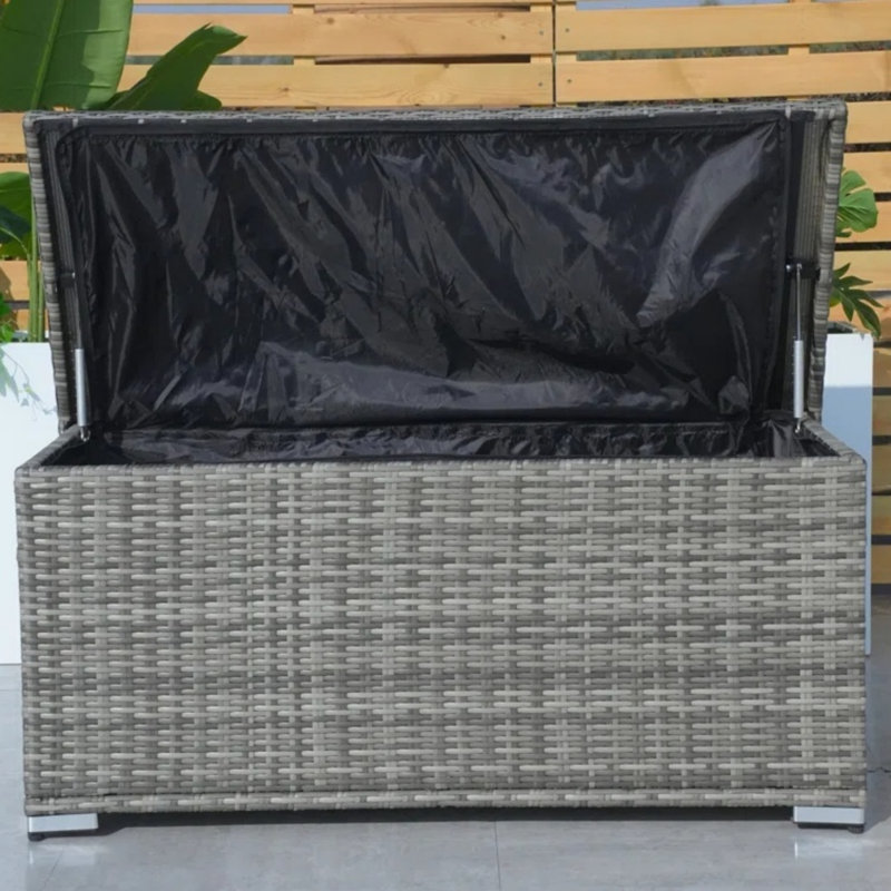 Moda Furnishings Water Resistant Metal Lockable Deck Box, 22" H x 48" W x 22" D, Gray