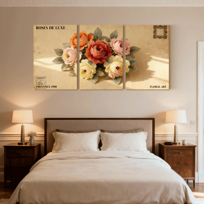 «Rose Roses De Luxe», ensemble de 3 impressions sur toile, H 24 po x l 48 po