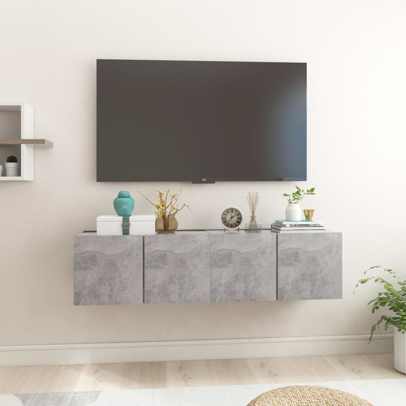Lesile Unfinished Floating TV Stand for TVs up to 24", Concrete Grey