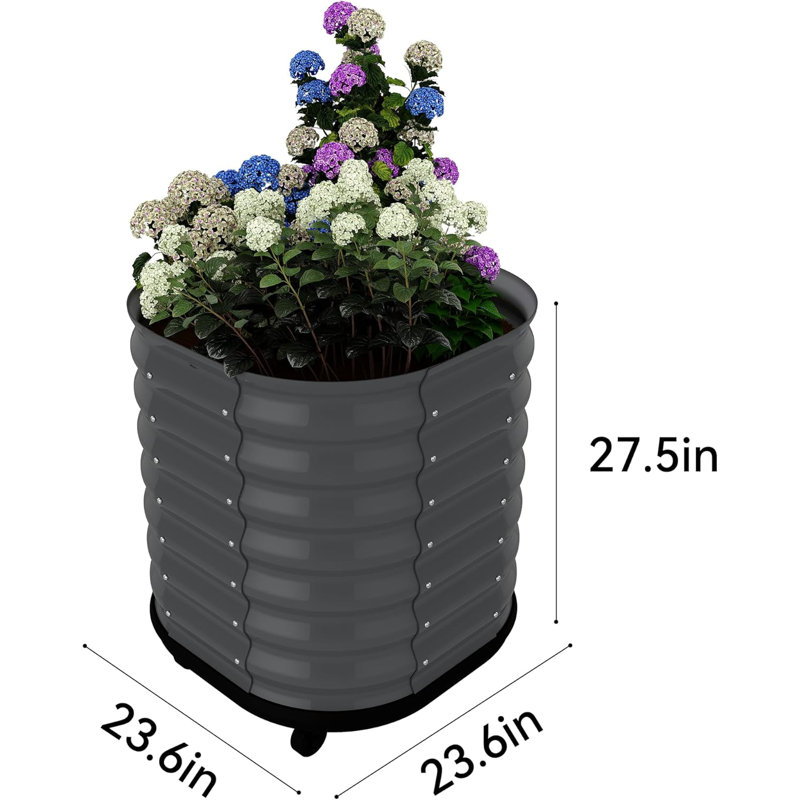 Self-Watering Wheeled Metal Garden Bed – Mobile Raised Planter Box with Water, Galvanized Steel Indoor/Outdoor Rolling Grow Station for Herbs, Veggies & Decor