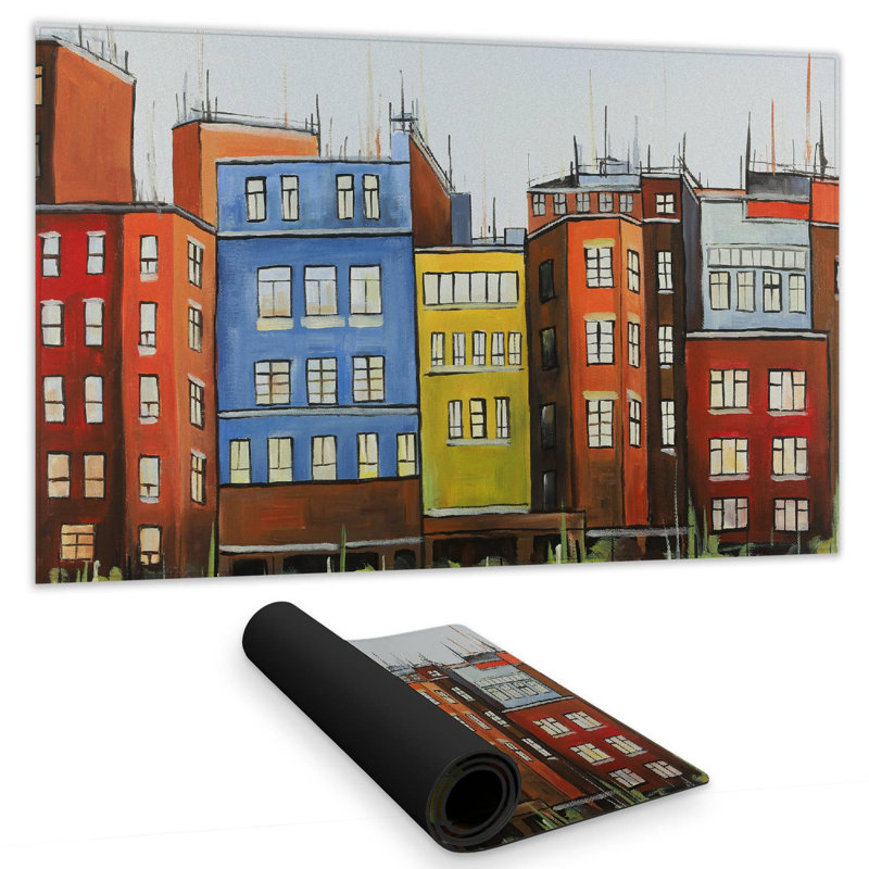 Boston colorful buildings - 14.00"x24.25" Desk mat