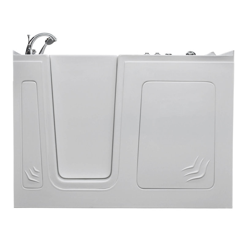 Aspen 60'' x 32'' Whirlpool Acrylic Bathtub with Faucet, Left, White