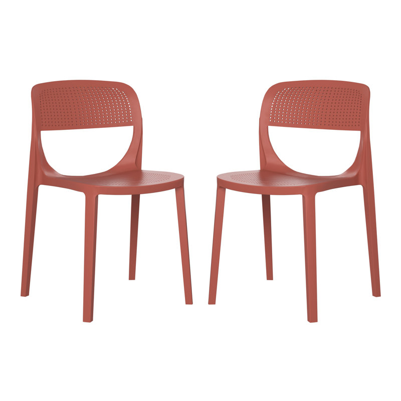 Chaise de salle à manger d'extérieur empilable, Rouge