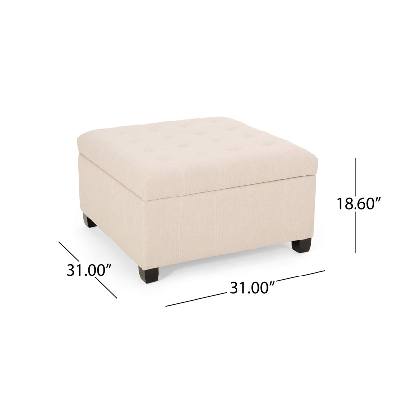 Repose-pieds capitonné avec rangement Anikait, Tissu couleur blé