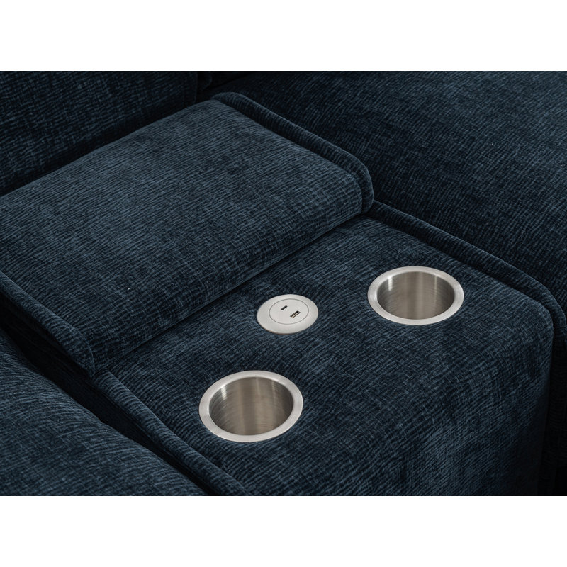 Causeuse multifonctionnelle en chenille de 111 po avec repose-pieds, Bleu