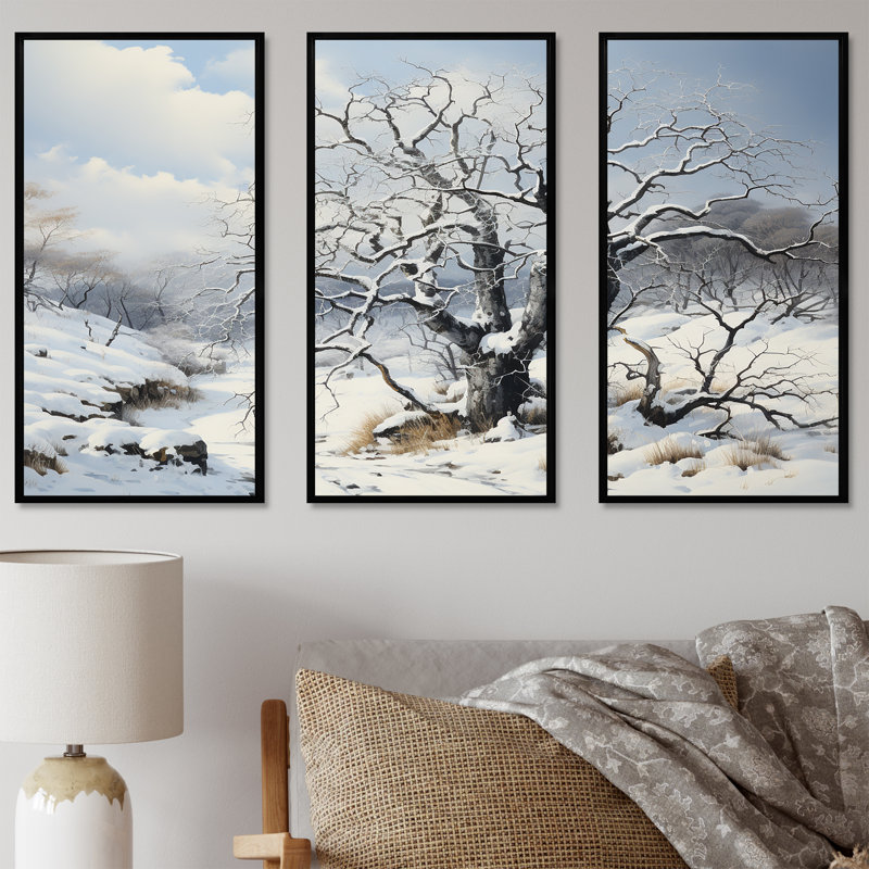 Winters Tree Sycamore 1 - Art mural sycomore, H 28 po x l 36 po, Cadre flottant noir