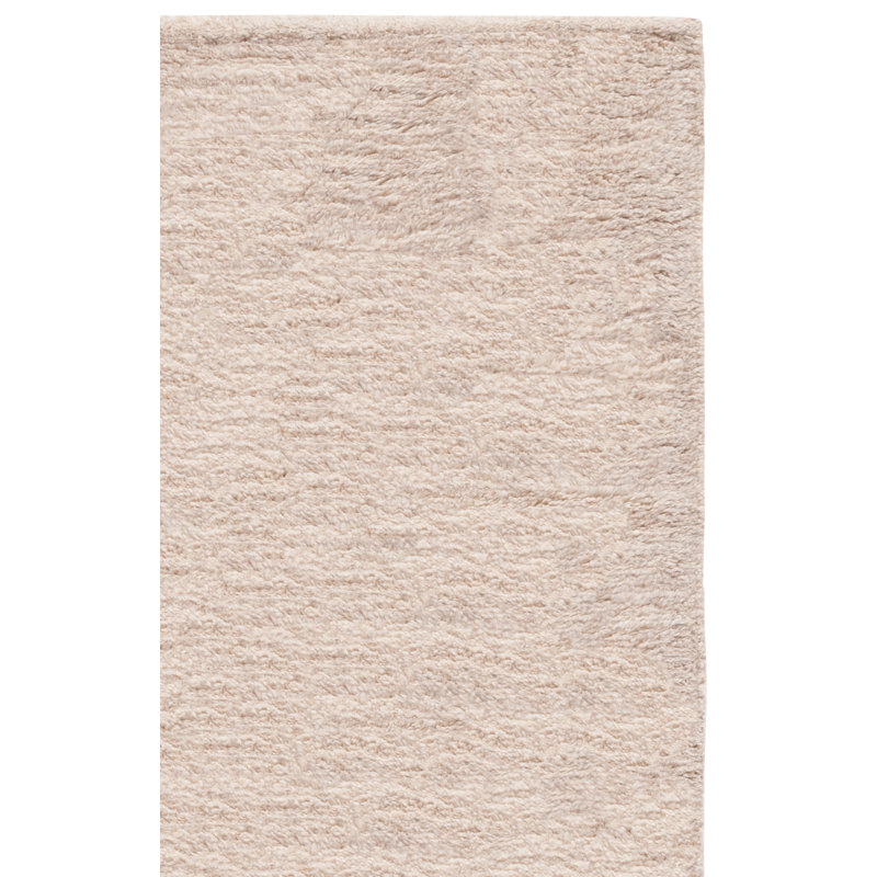 Tapis de couleur unie en laine / coton touffeté à la main Élizzie, Carré 6 pi