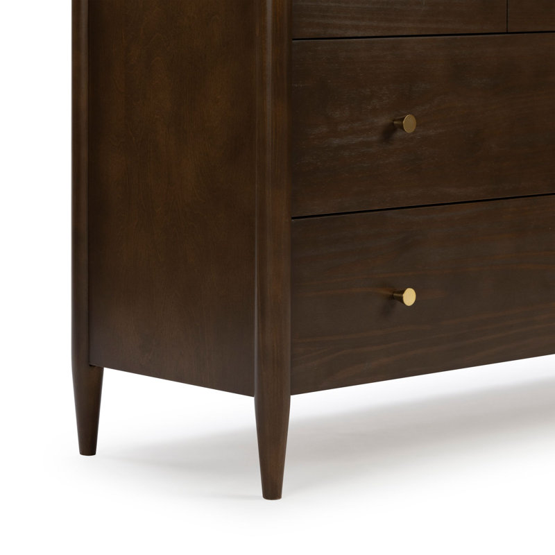Harbor 3-Drawer with Divided Top Drawer Dresser, Walnut