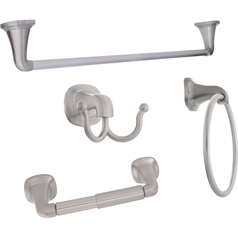 Ensemble de quincaillerie de salle de bain 4 pièces Diana, Nickel satiné