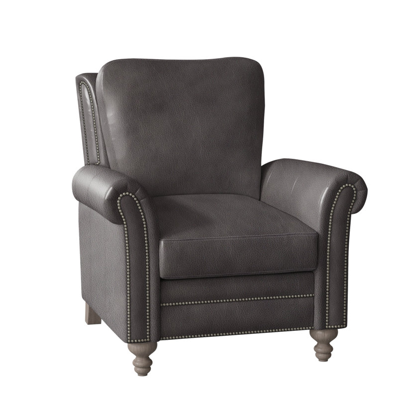 Richardson Recliner, Pewter, Stone, Anilina Cacao Genuine Leather