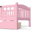Lit plateforme simple TG en rose, garde-corps pleine longueur, rangement spacieux, conception centrée rose, garde-corps, tiroirs de rangement-1000204670