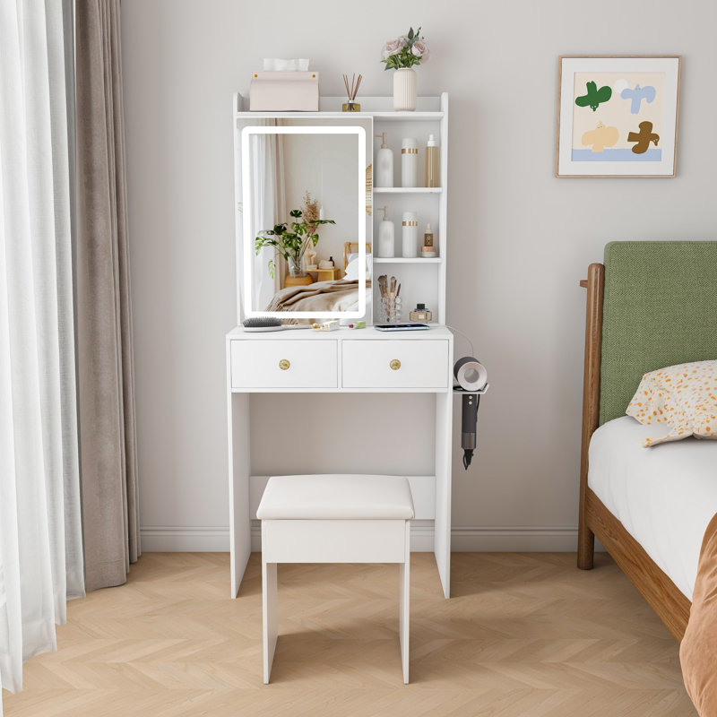 Dressing Table with Mirror and Drawers and Storage Included