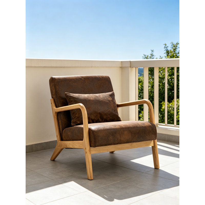 Chaise d'appoint Mid-Century moderne, fauteuil rembourré avec structure en bois, fauteuil de lecture confortable pour le salon, la chambre à coucher