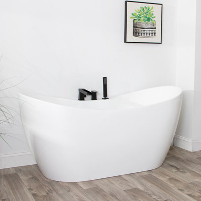 71'' x 28.38'' Freestanding Soaking Acrylic Bathtub with Faucet