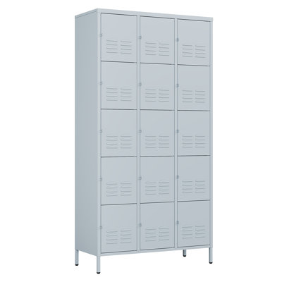35.4 Inch Wide Metal Large Employee Locker With 15 Compartments