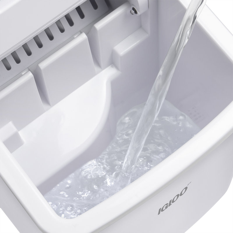 Machine à glaçons de comptoir automatique autonettoyante de 26 livres avec poignée Igloo, Blanc