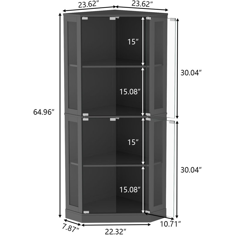Corner Display Cabinet With Multi-Color LED Lights
