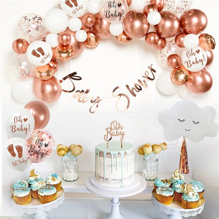MMTX Baby Shower Decoration Girl, Mixed Rose Gold And White Baby