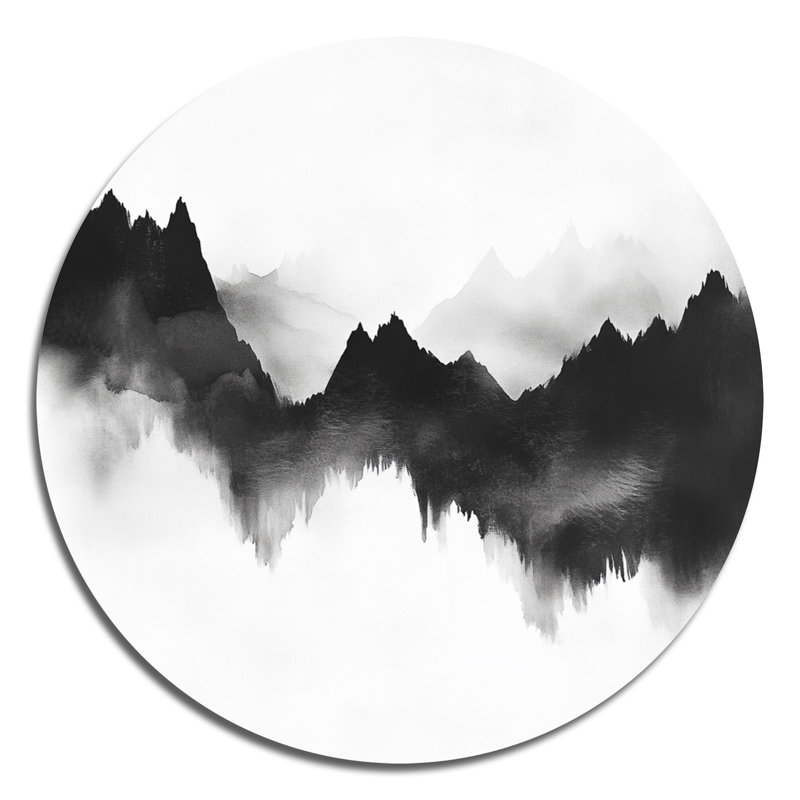 Monochromes abstraits pics - paysages ronds, art mural en métal, L 29 po x H 29 po