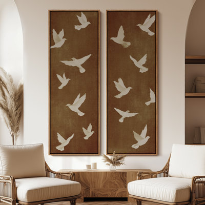 «Vintage Landscape Wall Art», ensemble de 2 toiles encadrées 20 x 60 pouces
