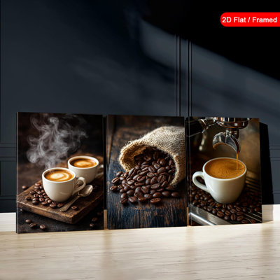 Coffee Theme 3-Piece Canvas Print for Cozy Cafe Home Decor