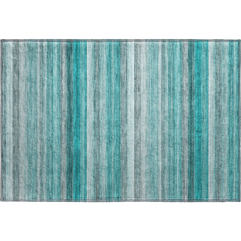 Tapis bleu sarcelle lavable à la machine Cerrito AMF535 Cerrito, Rectangle 1 pi 8 po x 2 pi 6 po