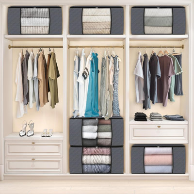 6 Pack Clothes Storage, Foldable Thick Fabric Blanket Storage Bags