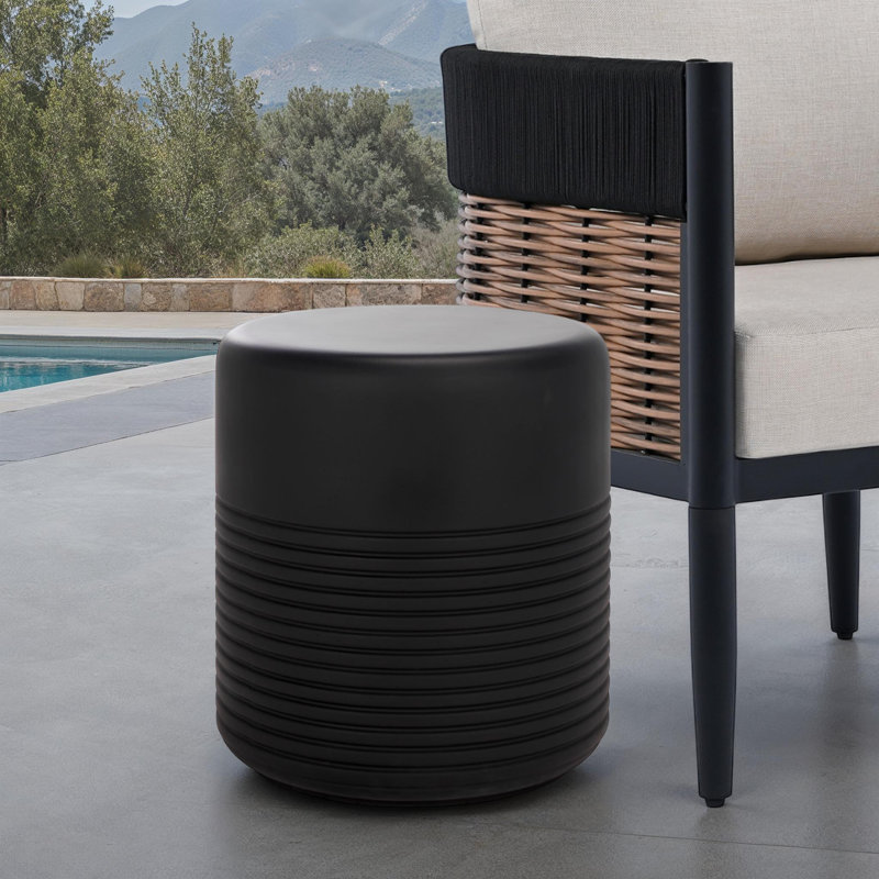 Astrid Low Wide Side Table, 16.3", Black