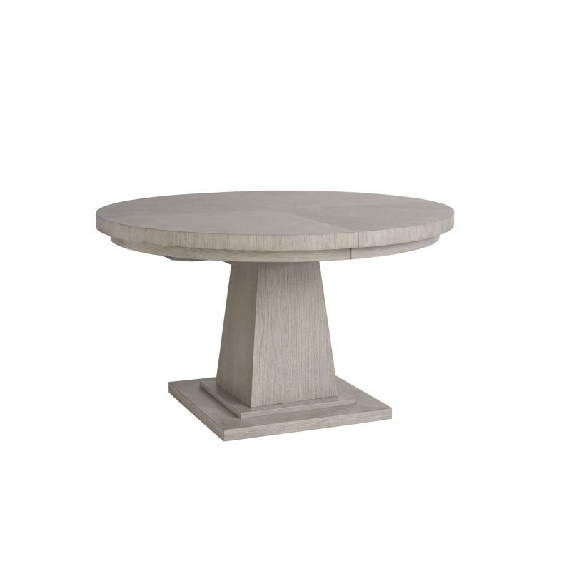 Gray Oak Round Extendable Pedestal Dining Table