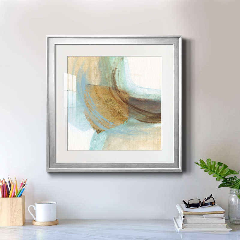 Blue Rhythm I - peinture encadrée, Papier avec cadre argenté, H 17,5 po x l 17,5 po x P 1,5 po