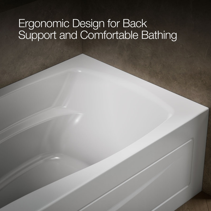 Mariposa Alcove 66" x 36" Soaking Bathtub, Left, White