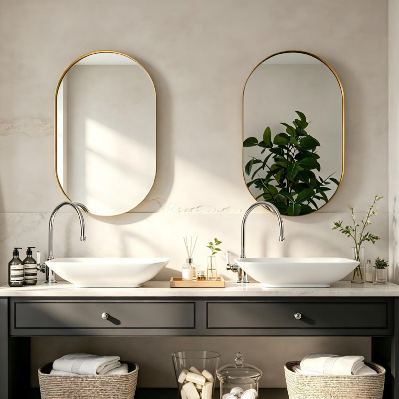 Armoire de salle de bain ovale moderne avec miroir 33,5 "x 20,5" Modern