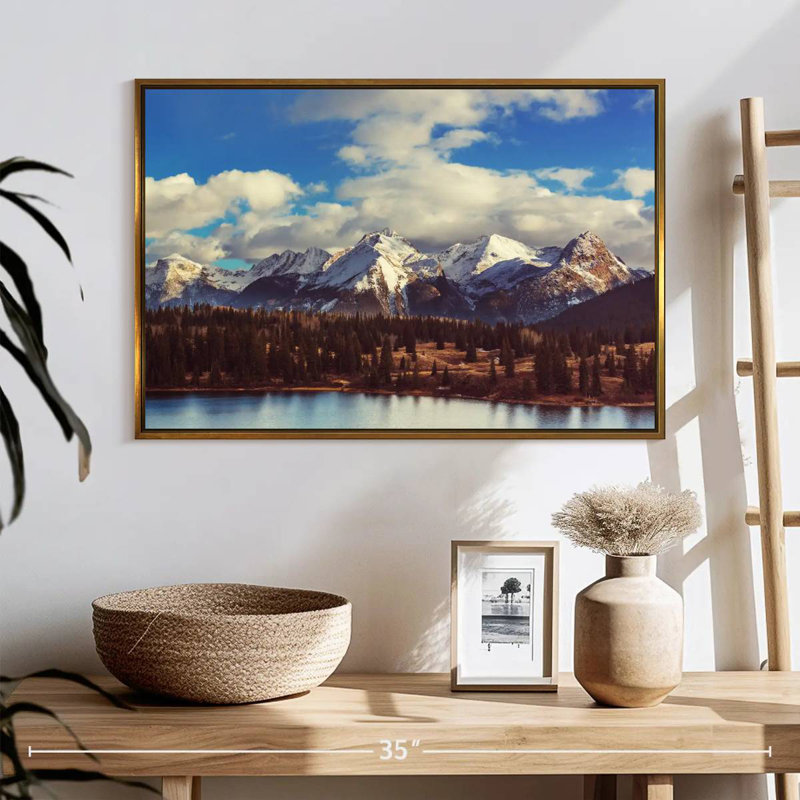 Rocky Mountain Landscape, 25" X 17", Floating Frame Gold