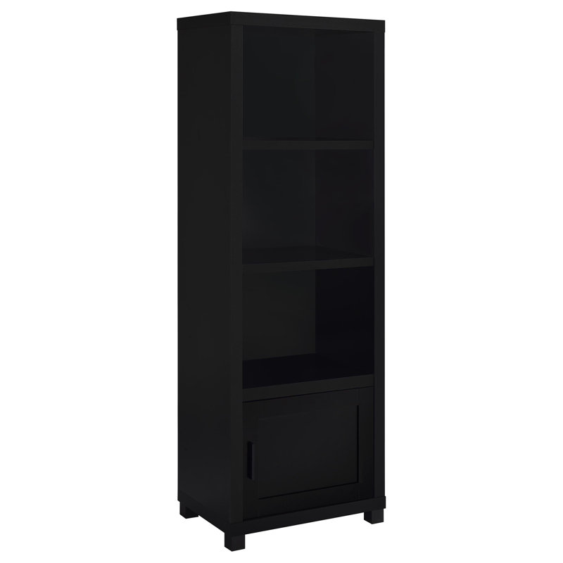 Sandlin Black 3-Shelf Engineered Wood Media Tower, Black