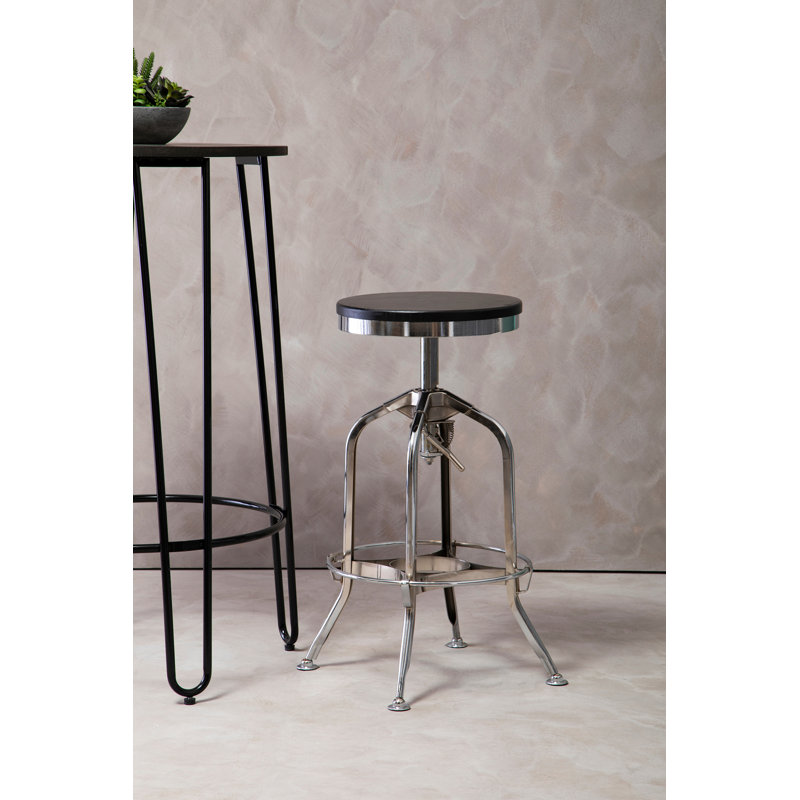 Mccartney Solid Wood Accent Stool, Silver