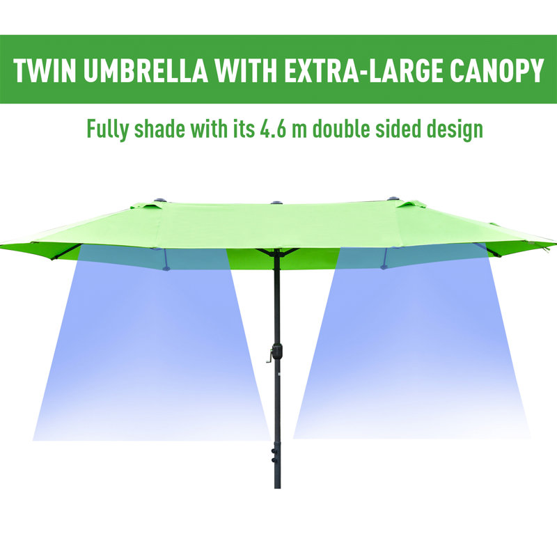 Brom 460cm X 270cm Rectangular Market Parasol, Lime