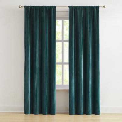 Glam Pleated Velvet Light Filtering Window Curtain Panels Pair