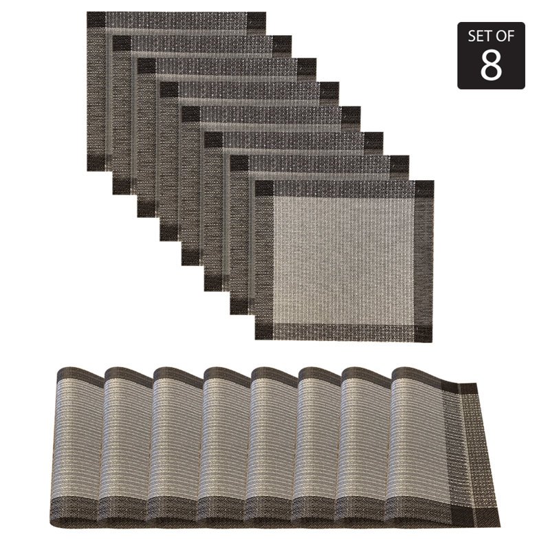 Ensemble de 8 napperons Palermo, Argent, 19 po x 19 po