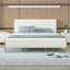 Structure de lit tapissier moderne blanc Boucle-689167188