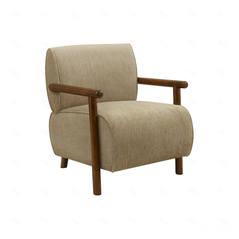 Accent Chair, 31"h, Upholstered, Living Room, Bedroom, Fabric, Solid Wood, Polyester-Light Brown