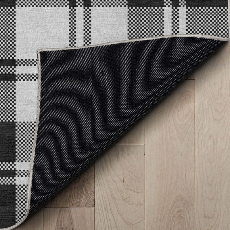 Tapis noir à tissage plat Kehr, Rectangle 7 pi 7 po x 9 pi 10 po
