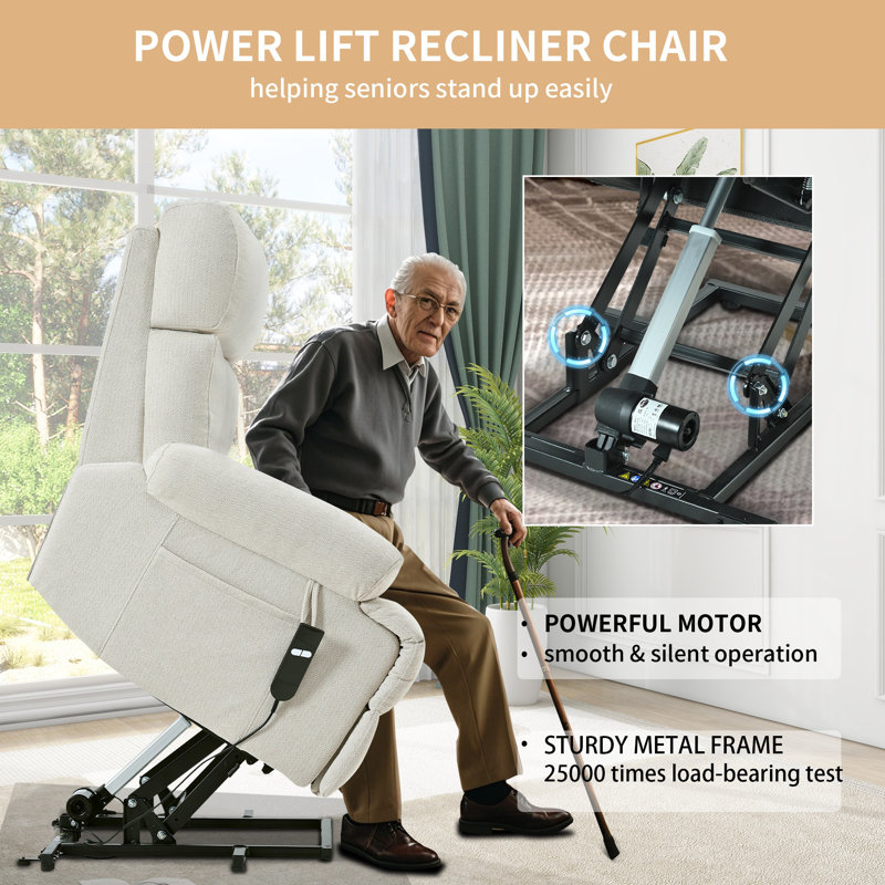 Larson Oversized Ultra-soft Velvet Power Lift Recliner Chair With Remote Control, Adjustable Backrest & Side Pocket