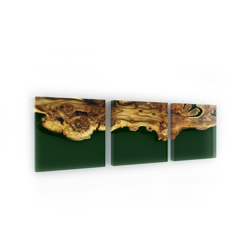 Luxury Handmade Solid Wood Wall Decor, Green