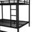 Metal Bunk Bed Full Over Full with Trundle for 3 Kids/Teens/Adults, Heavy-Duty Metal Bunk Bed Frame with Ladder & Safety Guardrail, Space-Saving Design for Bedroom/Kidsroom/Dorm, Black-524424548
