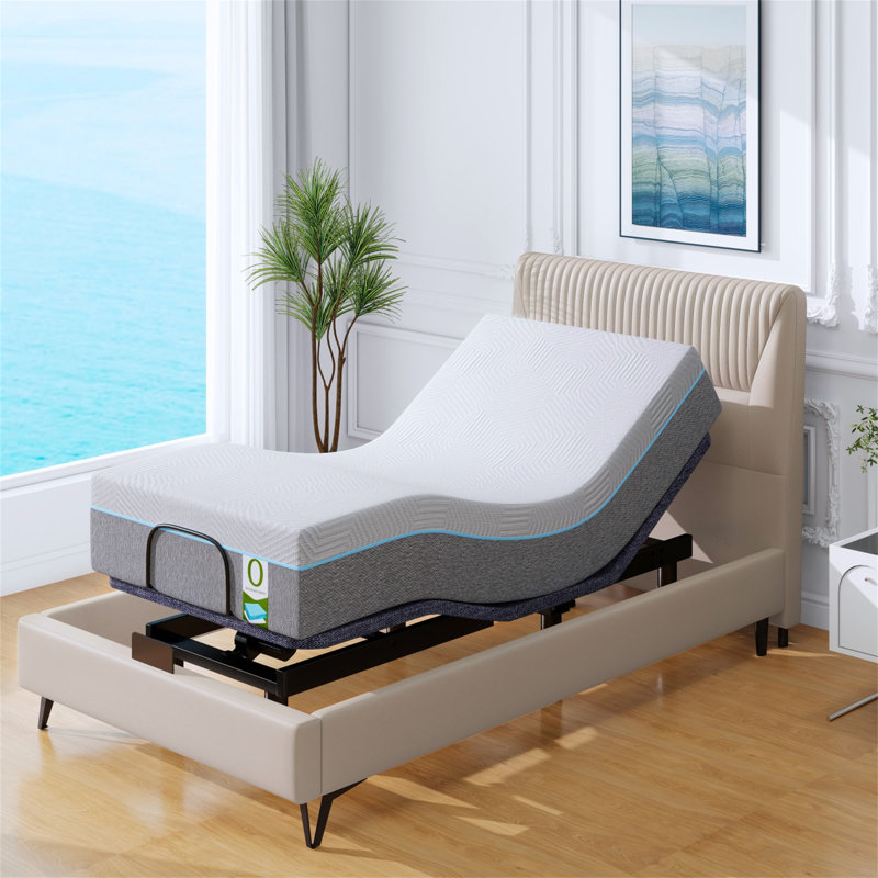 Smart Adjustable Bed Frame With Massage & Memory Foam Mattress - Zero Gravity, Anti-Snore, App Control, USB Charging, 750Lbs Capacity, 4"/8"/12" Height Adjustable