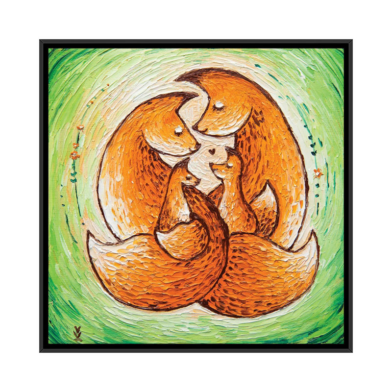 Chanterelle Family On Light Green by Betsy McDaniel - Painting on Canvas, Black Framed, 93.98 cm H x 93.98 cm W
